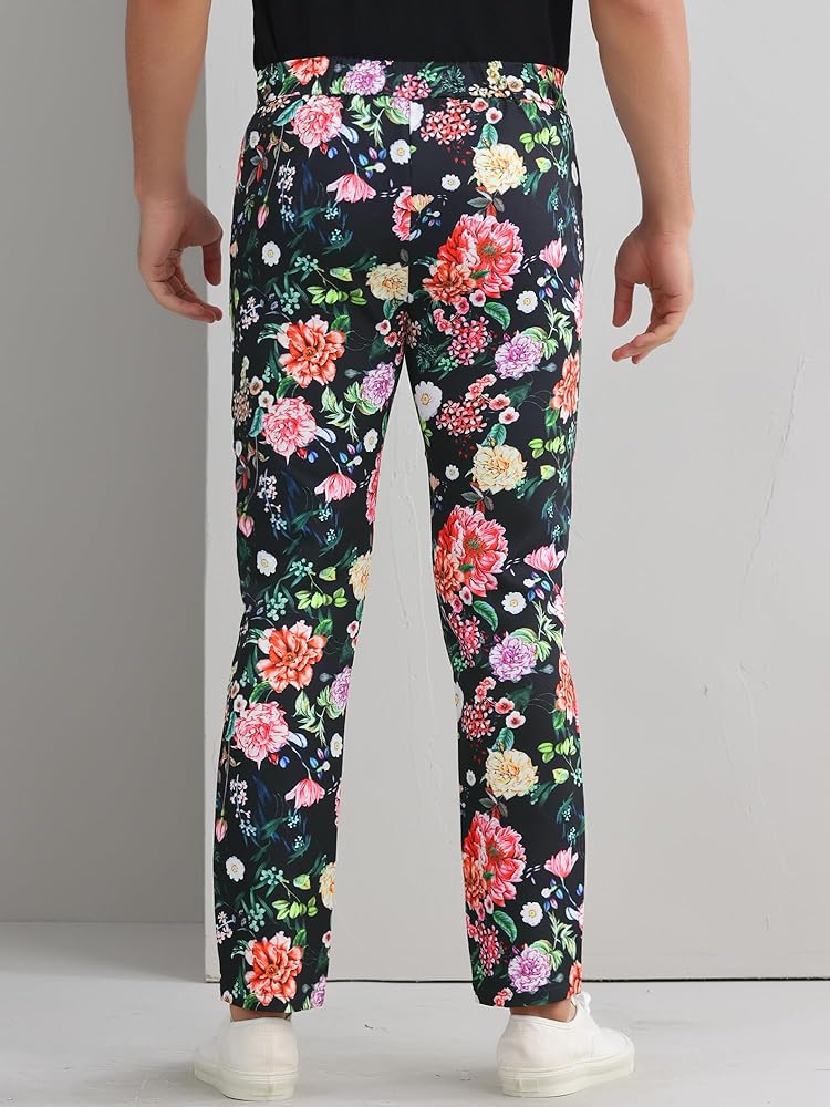【新品未使用,タグ付き】FLOWER MOTIF SH.PANTS | MEN Lars Amadeus Floral Printed Pants for Men's Contrasting